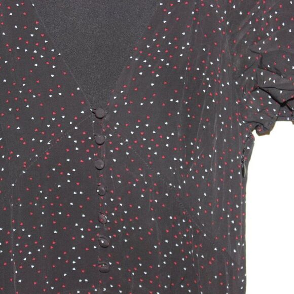 Joie Tamyra Heart Print Midi Cocktail Dress Polka Dot Size 0 - Picture 5 of 12